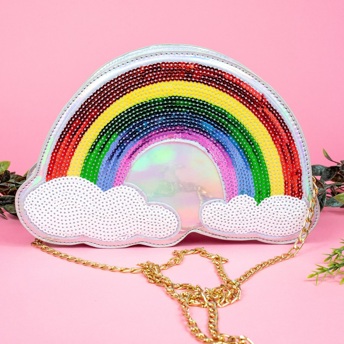 Holographic Rainbow Sequin Crossbody Bag Etsy