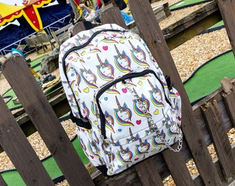 Sac à dos végétalien en toile motif licorne arc-en-ciel - Kawaii - Mignon - École - Cadeau