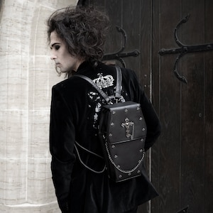 GOTHX Black Cross Vegan Coffin Backpack - gothic style - dark grunge - witchy gift