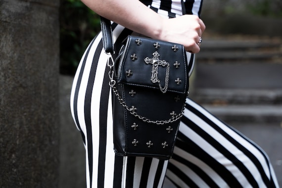 Coffin Bag Cross Body Bag Gothic Removable Strap Messenger Beauty