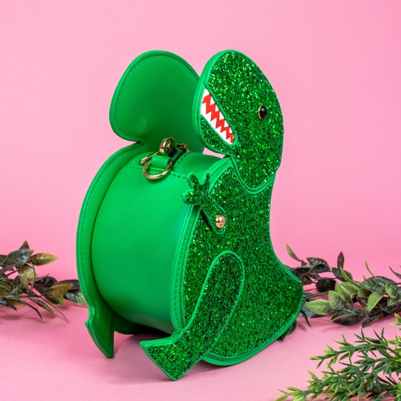 Green Glitter Dinosaur Bag Kawaii Sparkly Cute Gift Dino Vegan Friendly Etsy