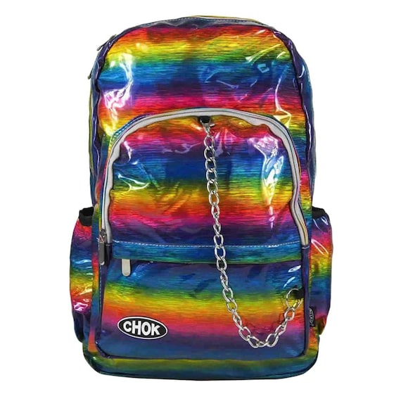 Holographic Rainbow Festival Chain Backpack - Kawaii - Bright