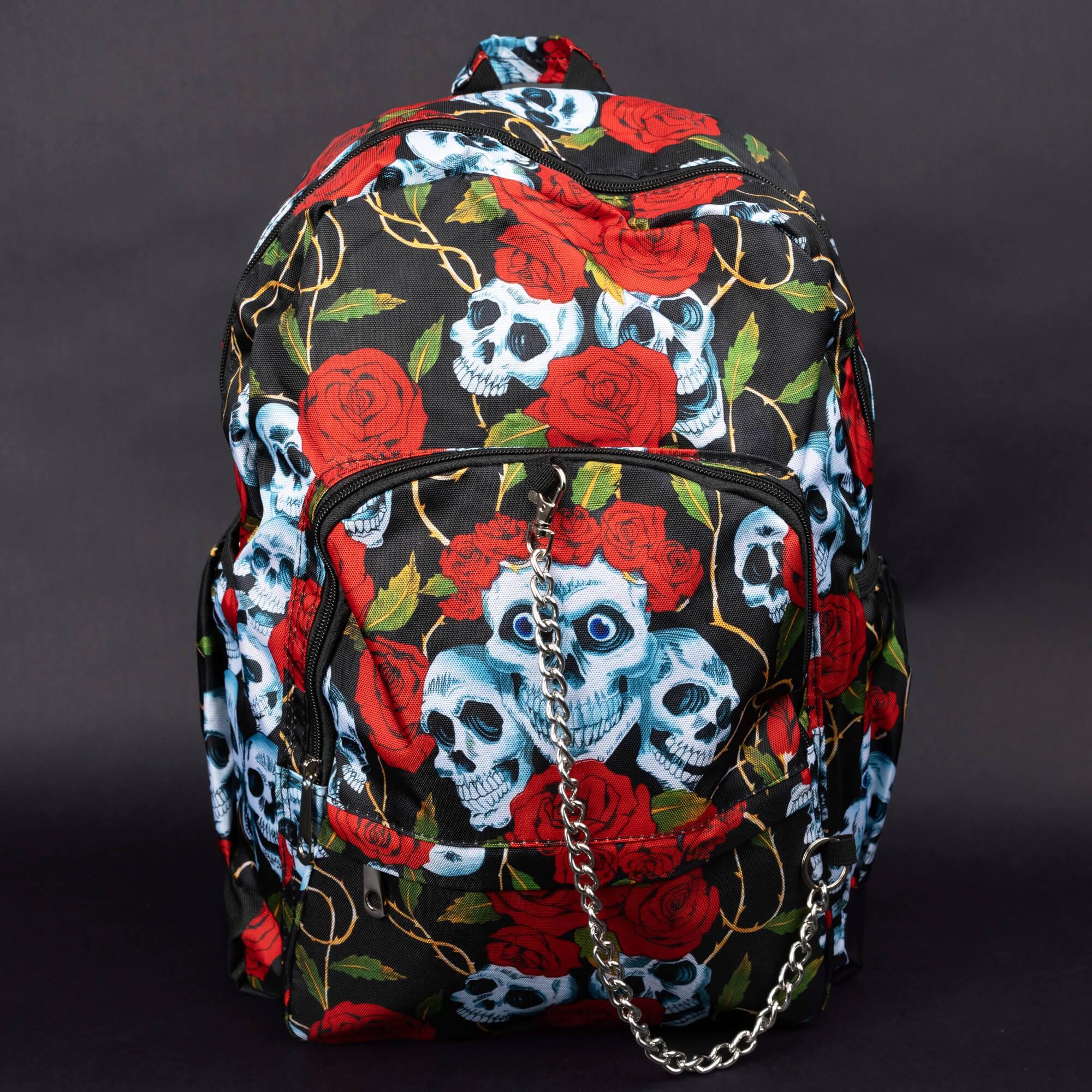 Black Studded Backpack w/Skull & Red Rose Black Studded Backpack w/Skull & Red Rose New | Mercari main image 3