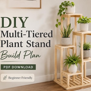 Multi-Tiered Plant Stand Build Plan | Indoor Outdoor Wood Plant Shelf, Corner Display (PDF Download)