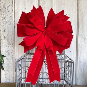 Christmas Whimsical Bow, Velvet Bow For Lantern, Wreath, Lamp Post, Door Hanger, Holiday Decoration