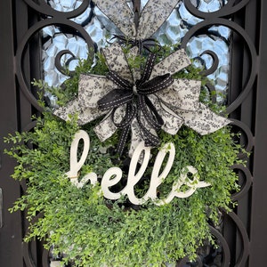 Greenery Wreath, Year Round Wreath, Hello Boxwood Wreath, Wreath  For Front Door