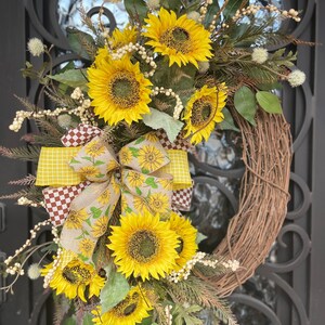 Sunflower Wreath For Front Door, Any Season Wreath, Sunflower Decor