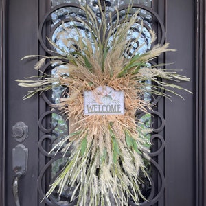 Fall Door Hanger For Front Door. Porch Decor, Boho Swag,  Boho Wall Decor, Harvest Swag, Rustic Door Decor,
