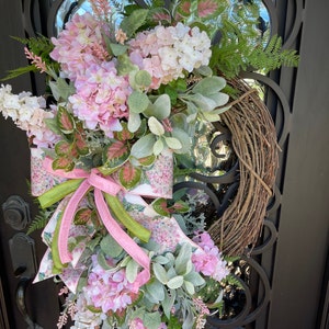 Spring Wreath For Front Door,  Cottage Garden Wreath,  Floral Wreath, Everyday Wreath, Front Porch Decor
