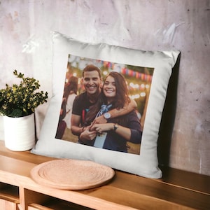 Funda de cojín de sofá con foto personalizada de 40 x 40 cm / Funda de almohada cuadrada / Regalo del día de la madre / Ideas de regalo del día de San Valentín / Decoración del hogar