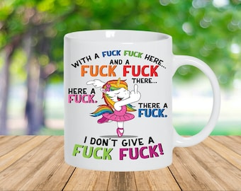 Funny Coffee Mug - Rude Coffee Mug - Unicorn Pink Coffee Mug - Handmade Coffee Mug - Birthday Gift for Her - Custom Mug for Him - Dad Gift