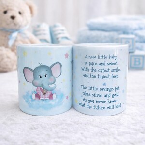 Personalised Baby Piggy Bank | Baby Shower Gift | New Baby Savings Pot | Nursery Decor | Yellow Pink Blue