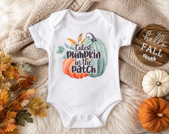 Cutest Pumpkin In The Patch Baby Bodysuit, Halloween Baby Outfit, Pumpkin Patch Baby Grow, First Halloween Baby Gift, Fall Baby Clothes