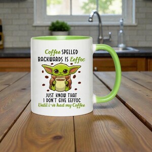 Funny Coffee Mug Coffee Spelled Backwards Is Eeffoc | Cute Green Coffee Mug | Sarcastic Coffee Lover Gift | Funny Morning Mug