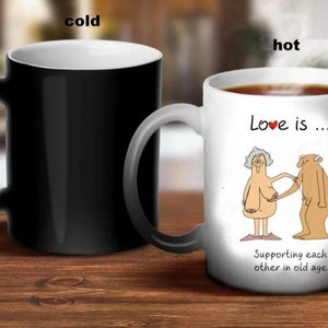 Love is Magic, Color Changing Ceramic Mug, Coffee Cup,Funny Mug, Rude Mug, Ceramic Magic Couple Mug, Adult Humour Mug, Funny Valentine’s Day