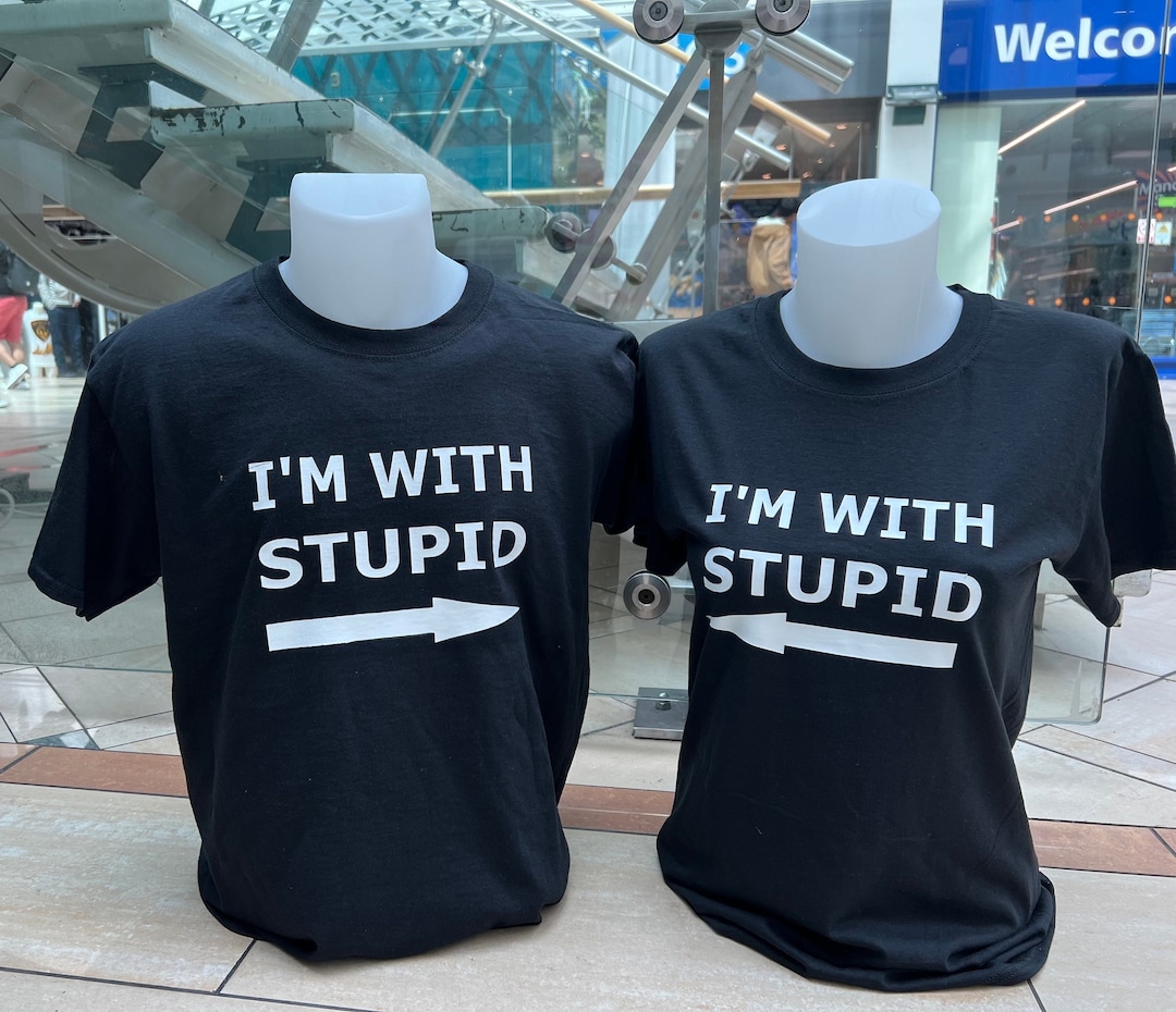Buy I’m With Stupid Shirt Matching Couple Shirts Funny Sarcastic T  Shirt Short Sleeve Sarcasm Tee Gift Couple Apparel Online in India 
