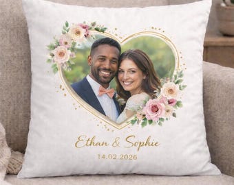 Personalised Wedding Cushion | Custom Couple Photo Pillow 40x40cm | Wedding Gift for Bride and Groom