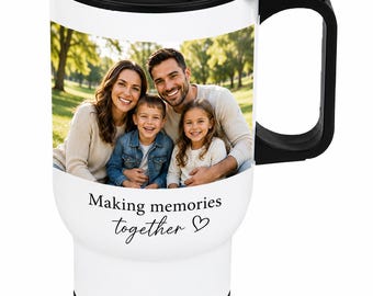Personalised Photo Travel Mug | Custom Picture Coffee Cup | Add Your Photo & Text | Gift for Mum Dad Family | 14oz Insulated Mug