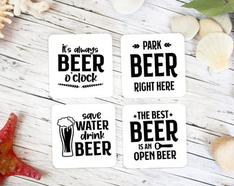 Coffee Coasters Set Of 4 / Minimalist Tea Drink Coasters Table Decor / Cute Handmade Coffee Lover Gift