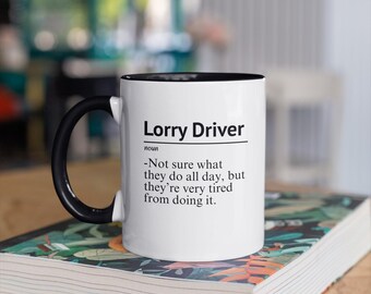 Lorry Driver Noun Coffee Mug, Funny Lorry Driver Definition Mug, Truck Driver Gift, HGV Driver Coffee Cup – Haulage Worker Appreciation Mug