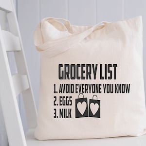 Reusable Grocery Bag, Foldable Tote Bag For Women, Grocery List Funny Market Bag, Eco Friendly Large Shoulder Bag, Mothers Day Gift, Uni Bag