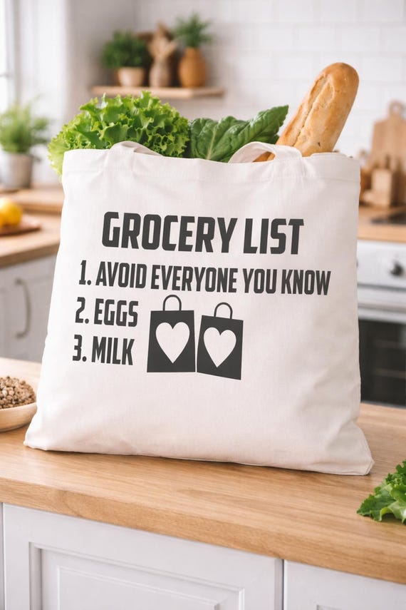 Funny Grocery Tote Bag – Avoid Everyone You Know Shopping Bag – Reusable Canvas Tote – Sarcastic Gift for Friends Mum Coworker