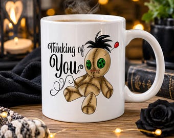Personalised Voodoo Doll Mug, Custom Name Coffee Mug, Thinking Of You Mug, Halloween Mug, Gothic Gift, Horror Lover Gift, Novelty Mug