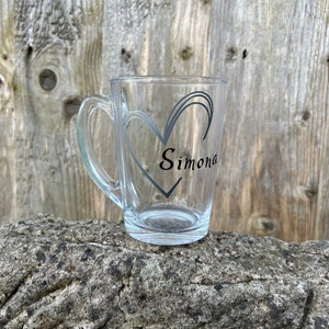 Taza de café de vidrio personalizada, taza de café de vidrio con nombre personalizado, taza de regalo del día del padre, regalo de taza de vidrio para ella, taza de café con leche para él, regalo caliente
