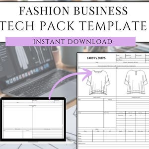 Garment Tech Pack-sjabloon | Modeontwerp voor beginners | PDF + Excel + Numbers | Stijlblad voor kledingontwerp