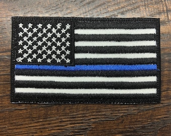 Blue Line American Flag Patch