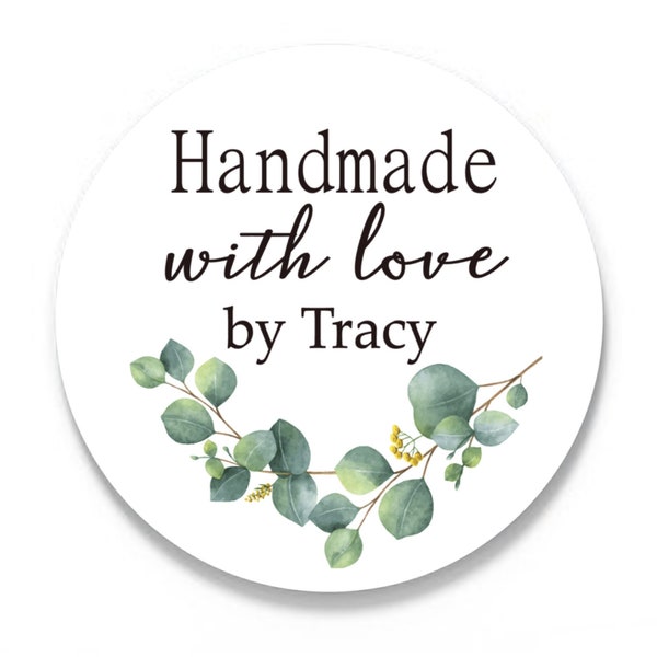 Handmade with Love Sticker  Eucalyptus Handmade Sticker Made with Love Label Product Packaging Labels