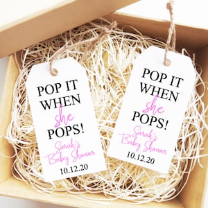 Etichetta per bottiglia di champagne per baby shower / Etichetta pop it quando apre / Etichetta per bomboniera per baby shower / Etichetta per vino / Etichetta per bevanda gassata