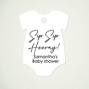 Sip Sip Hourra Tag, étiquette personnalisée de baby shower, étiquette de baby shower de remerciement, étiquette de cadeau de baby shower, étiquette de révélation de sexe