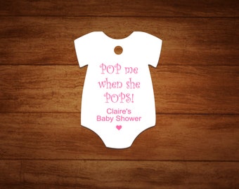 Custom Baby Shower Gift Tags, Pop Me When She Pops Baby Shower Favour Tags,  Wine Tags Baby Celebration Gift Tags, Fizzy Drink Tags