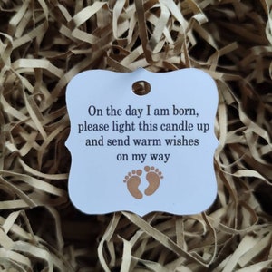 Gepersonaliseerde cadeaulabel, label voor bedankje babyshower, kaarslabel, bedanklabel babyshower