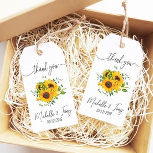 Personalised Sunflower Gift Tag, Thank you Tag, Wedding Favour Tag, Birthday Tag, Any occasion Gift Tag