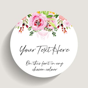 Personalisierte Aufkleber für Hochzeit Geburtstag Baby Showers Taufe Produktkennzeichnung Runde maßgeschneiderte Aufkleber, rosa Blume Aquarell