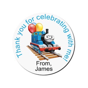 Adesivos de aniversário personalizados, adesivos Thomas the train, adesivos de agradecimento, adesivos de feliz aniversário