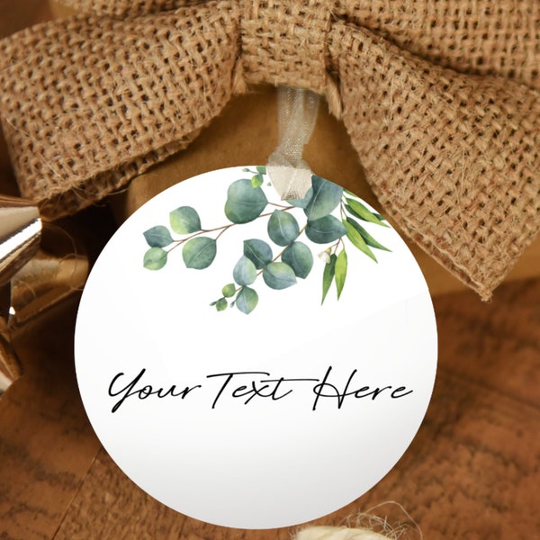 Thank you Favour Tag, Round Tag, Greenery Watercolour, Wedding, Birthday, Product Tag, Wee Tag, Eucalyptus Tag, Green Leaves