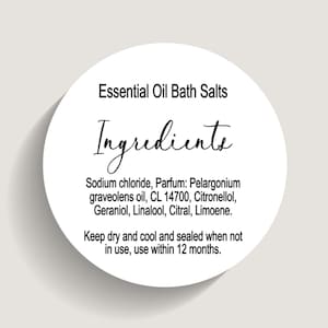 Food ingredients labels, Product labels, Ingredient stickers, Personalised product labels, Custom round stickers, Business product labels