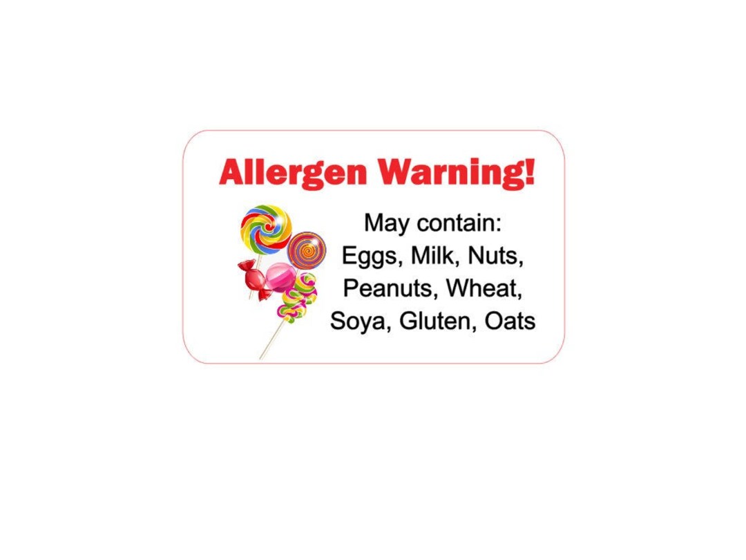 Food Allergen Labels, Allergen Food Stickers, Food Allergen Warning