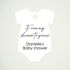 Von meiner Dusche zu deiner Etikett, Babyparty Geschenkanhänger personalisiert, Dankeschön Etikett, Babyparty Geschenkanhänger, 25x