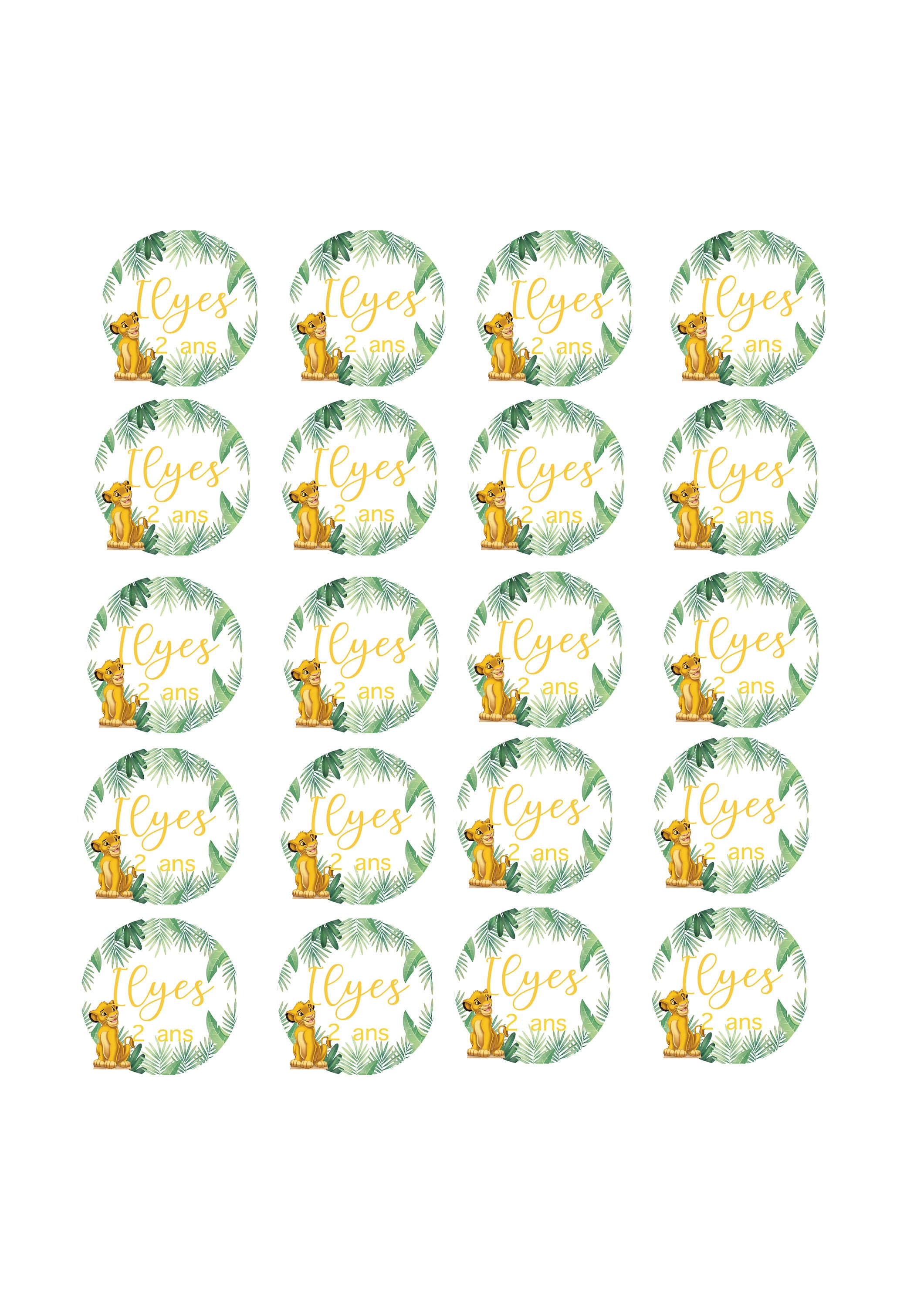 15 Simba Theme Circle Stickers To Decorate A Jungle Birthday Etsy Finland