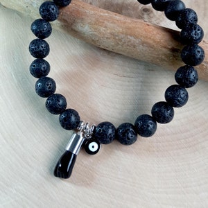 Mano De Azabache Crystal, Acentos Plateados, Negra, Lava, Mal De Ojo, Evil Eye, Proteccion Protection, Suerte Good Luck, Energia Poderosa