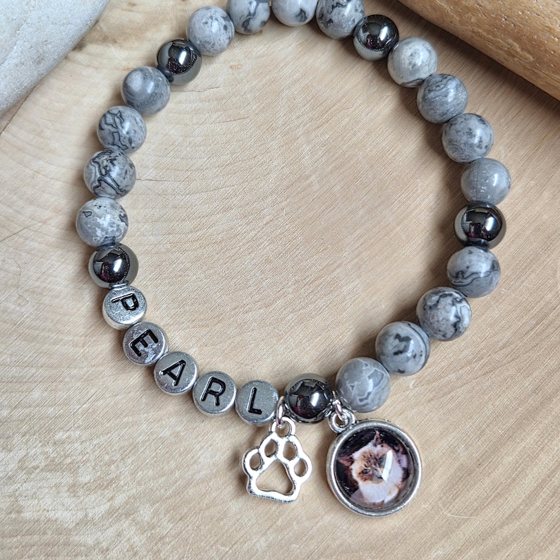 Personalized Pet Bracelet, Customized Pet Photo Bracelet, Pet Name Bracelet, Pet Charm, Dog & Cat Bereavement Pendant, Pet Loss Keepsake image 4