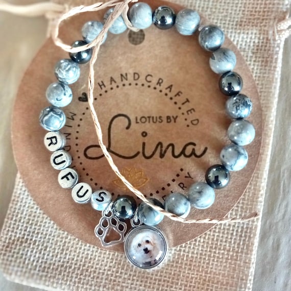 Personalized Pet Bracelet, Customized Pet Photo Bracelet, Pet Name Bracelet, Pet Charm, Dog & Cat Bereavement Pendant, Pet Loss Keepsake