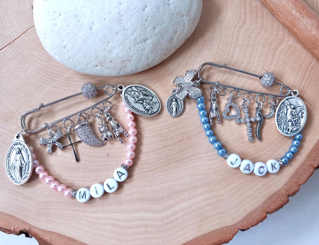 Silver Baby Pin, Personalized, Keepsake Pin, Newborn Pin, Baptism Pin ...