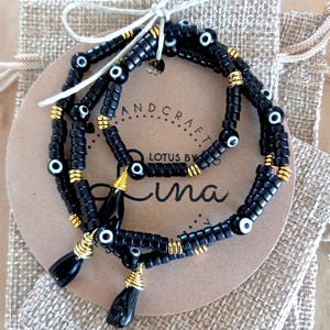 Spanish Azabache Bracelet, Mal De Ojo, Mano Negra, Black Evil Eye, Black Hand Charm, Gold or Silver, Proteccion Buena Suerte Pulsera Spanish