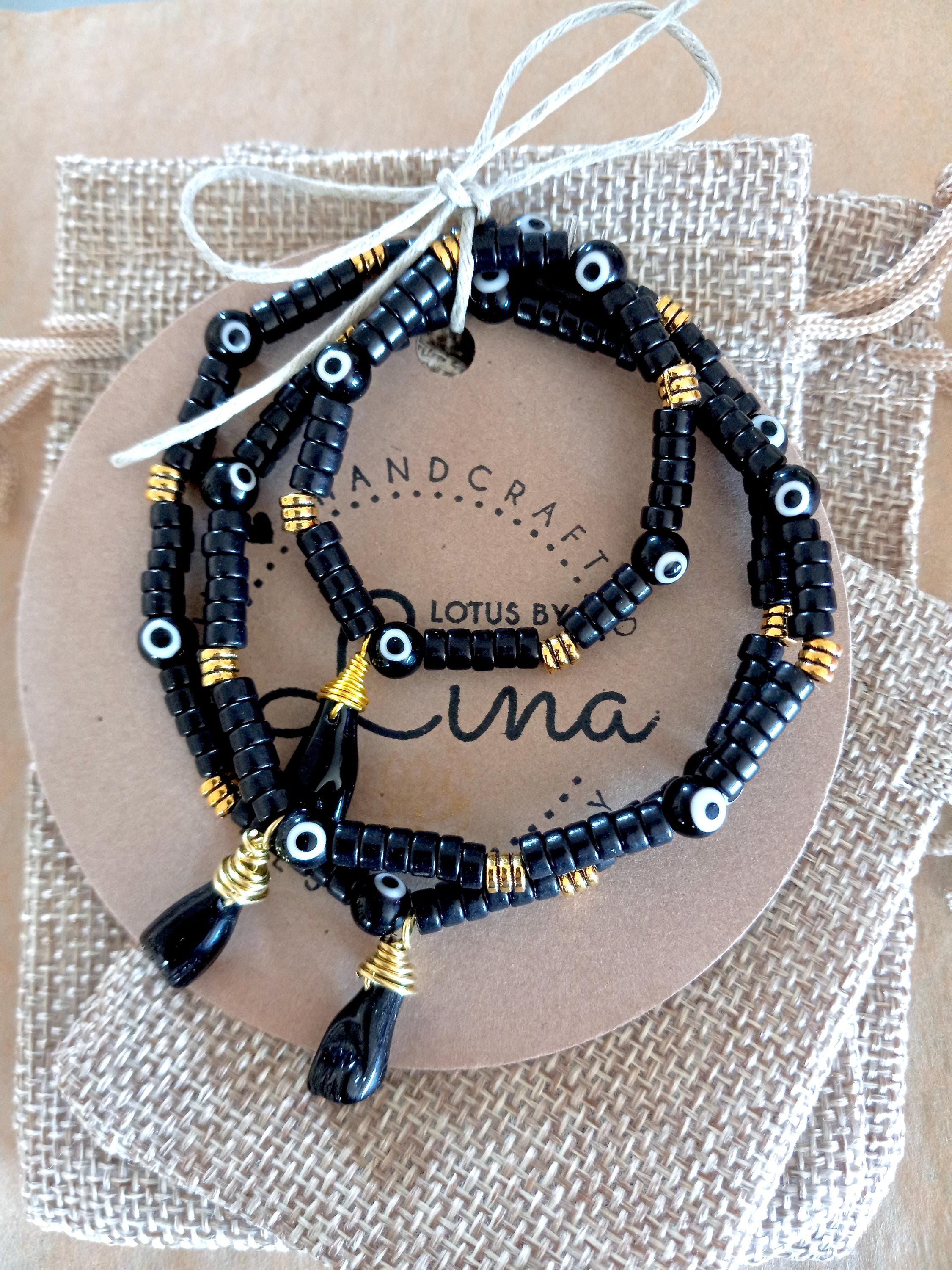 Spanish Azabache Bracelet, Mal De Ojo, Mano Negra, Black Evil Eye