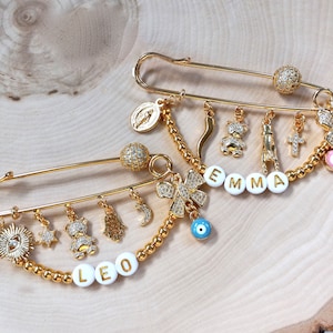 Personalized Baby Pin, Keepsake Safety Pin, Custom Charm, Baby Naming, Baptism, Christening, Bris, Baby Naming, Baby Gifts, Catholic, Jewish